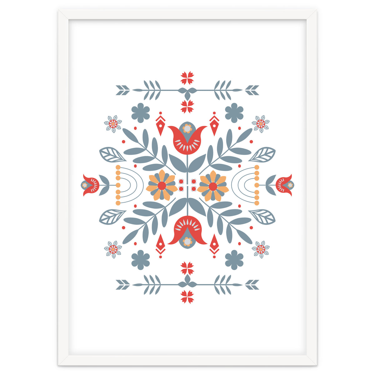 Scandinavian Folk Retro Flower Pattern