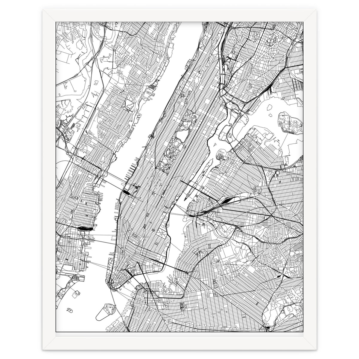 New York City White Map