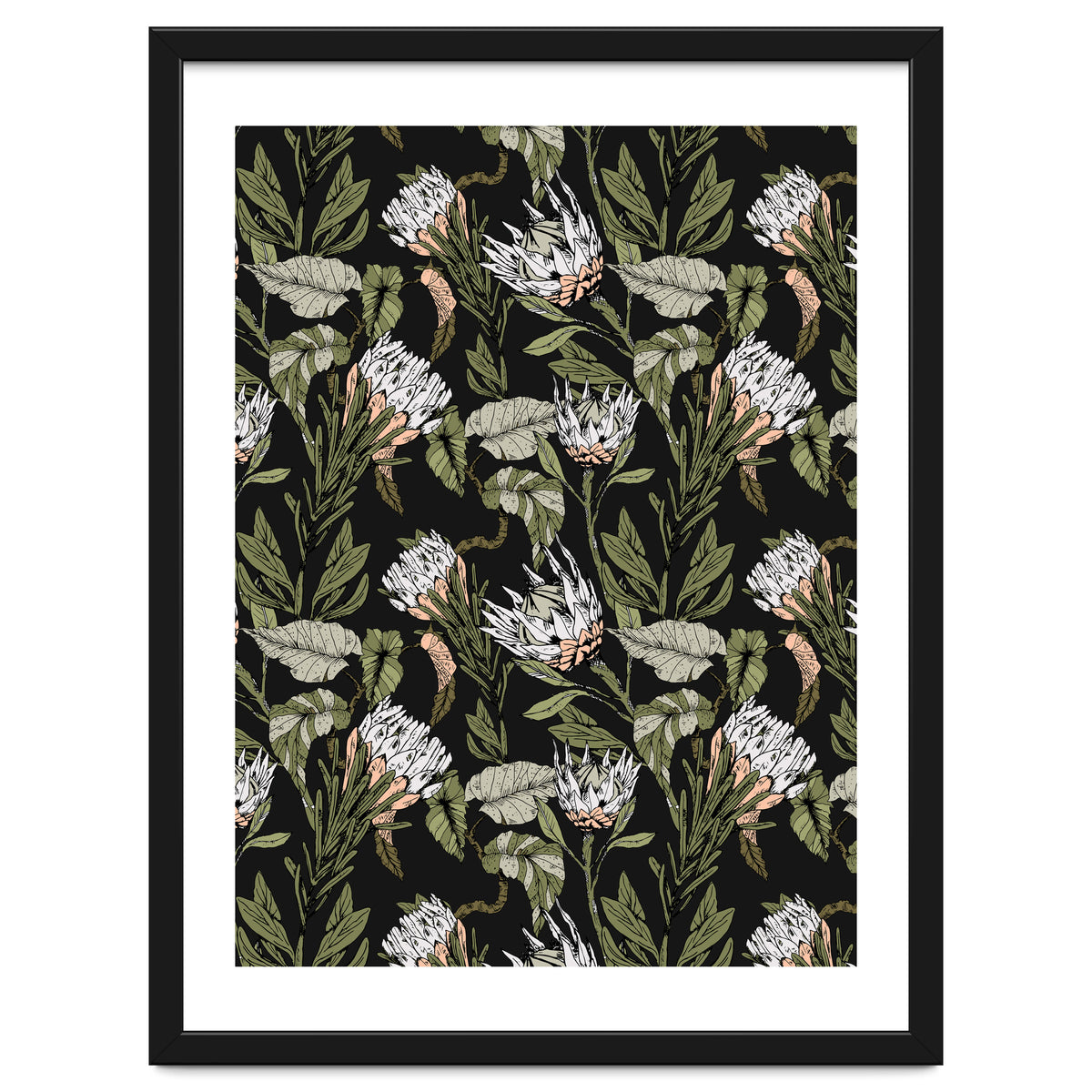 Dark pattern botanical boho
