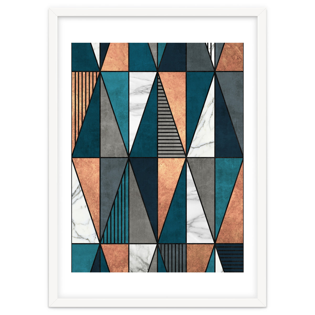 Copper, Marble and Concrete Triangles with Blue