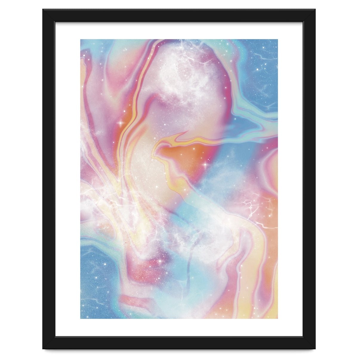 Pastel Pink Blue Space Marbling