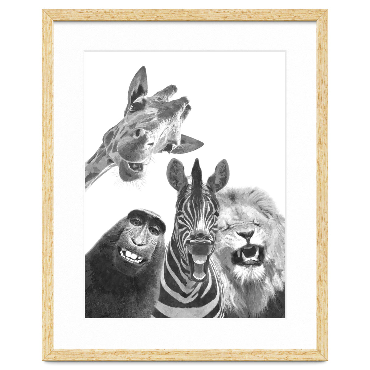 Black and White Jungle Animal Friends