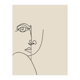 Looking Back : Moon Eyes, Abstract Face Line Art, Minimal Drawing Sketch People Scandinavian Neutral (Print Only) thumbnail