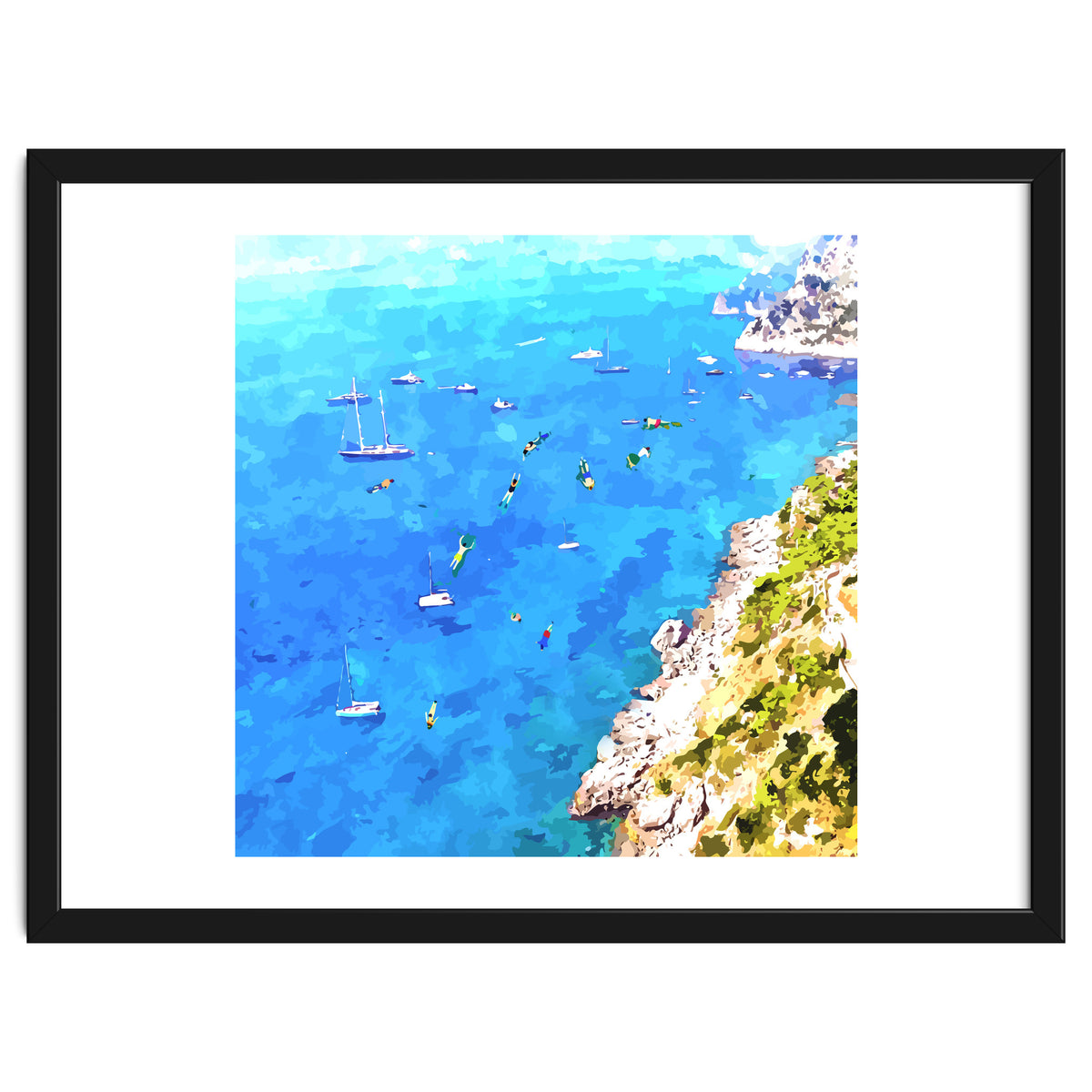 Capri Islands | Tropical Travel Summer Island | Ocean Sea Beach Swim Sail Painting