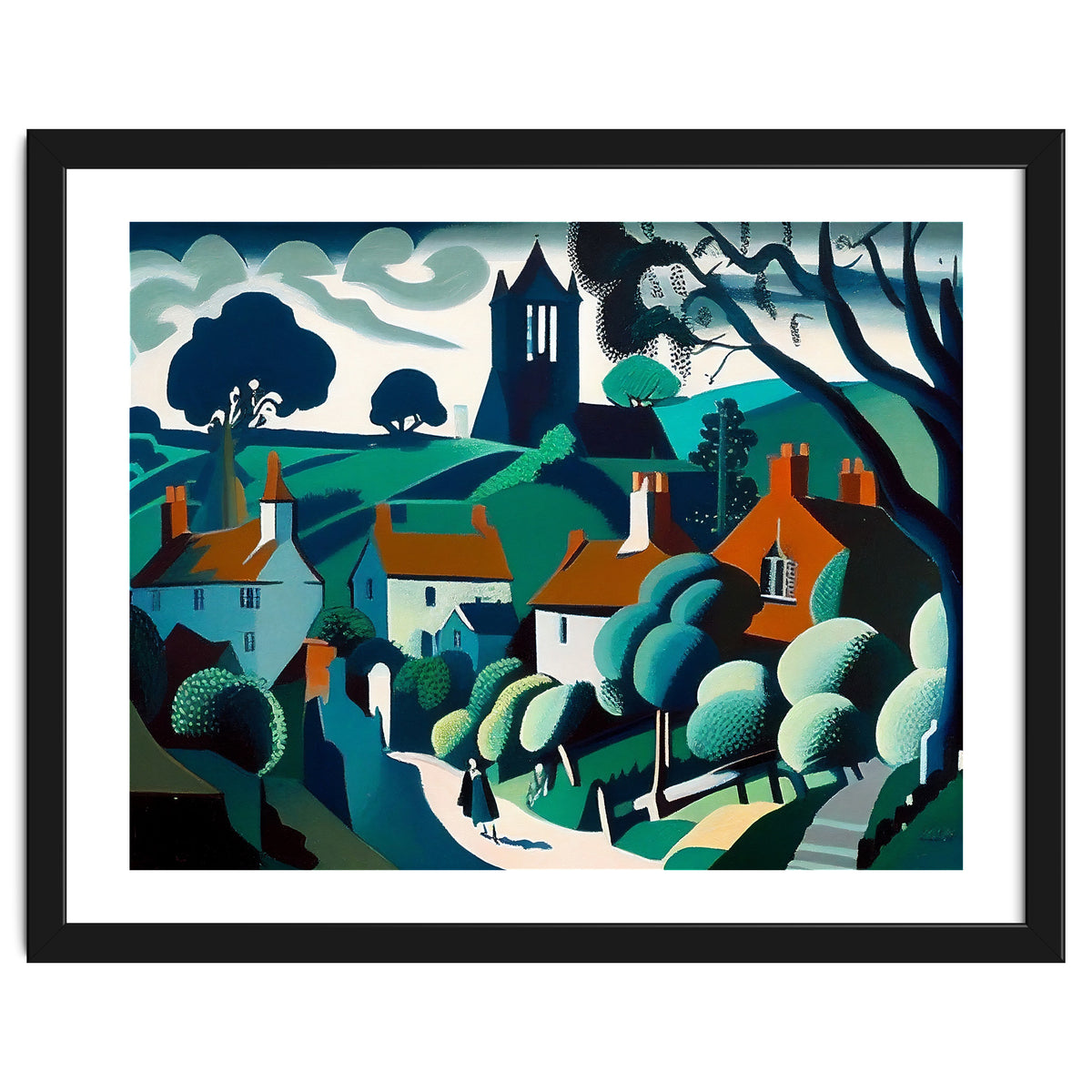 English Country Village Painting