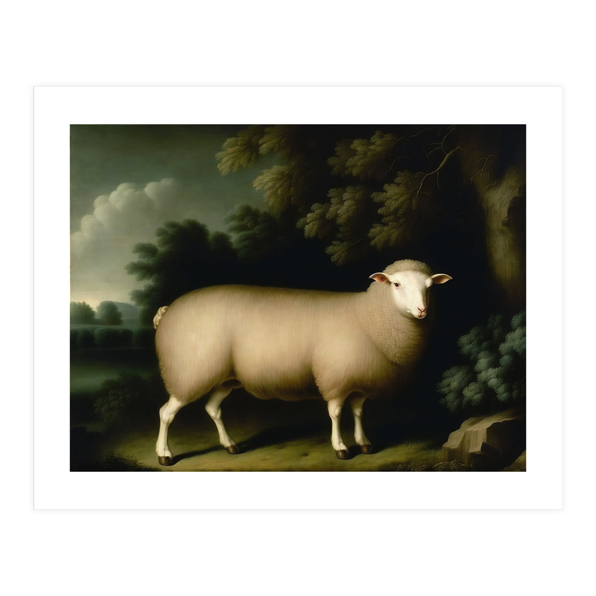 Sheep Classical Oil Painting (Print Only)