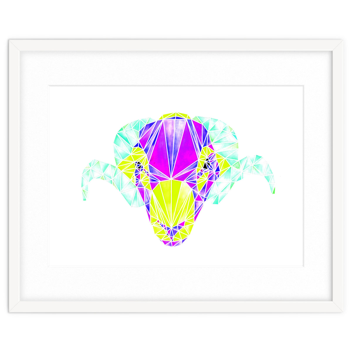 Colourful Geometric Swaledale Sheep Tup with White Lines