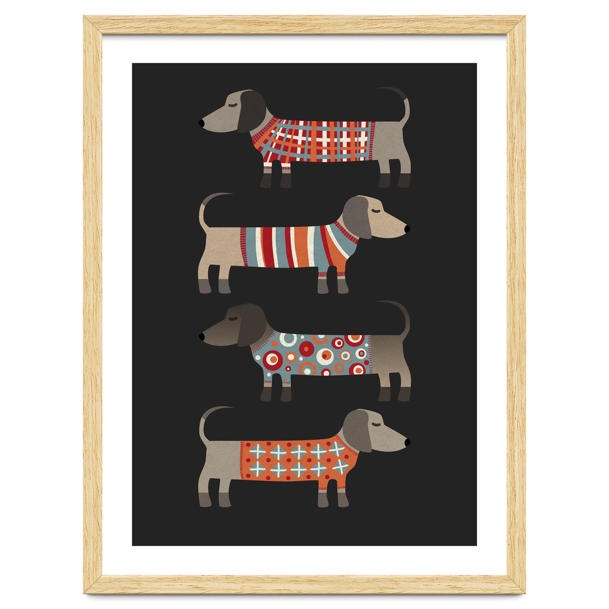 Sausage Dogs In Sweaters Dark