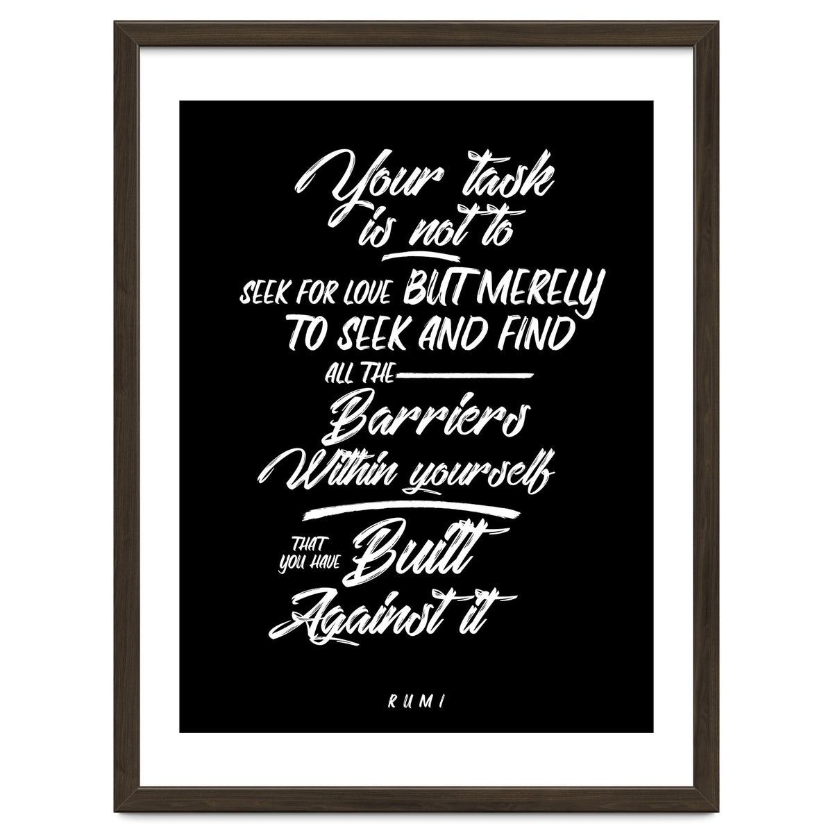 Don't Seek For Love - Rumi Quote Typography