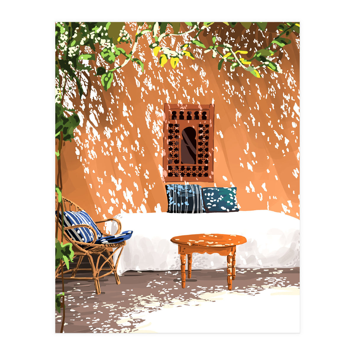 A Relaxed Afternoon | Tropical Summer Architecture | Buildings India Travel Bohemian Décor Painting (Print Only)