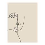 Looking Back : Moon Eyes, Abstract Face Line Art, Minimal Drawing Sketch People Scandinavian Neutral (Print Only) thumbnail