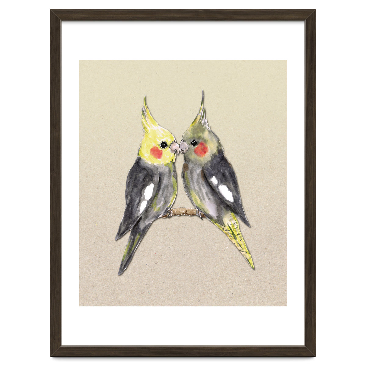 Two cute cockatiels