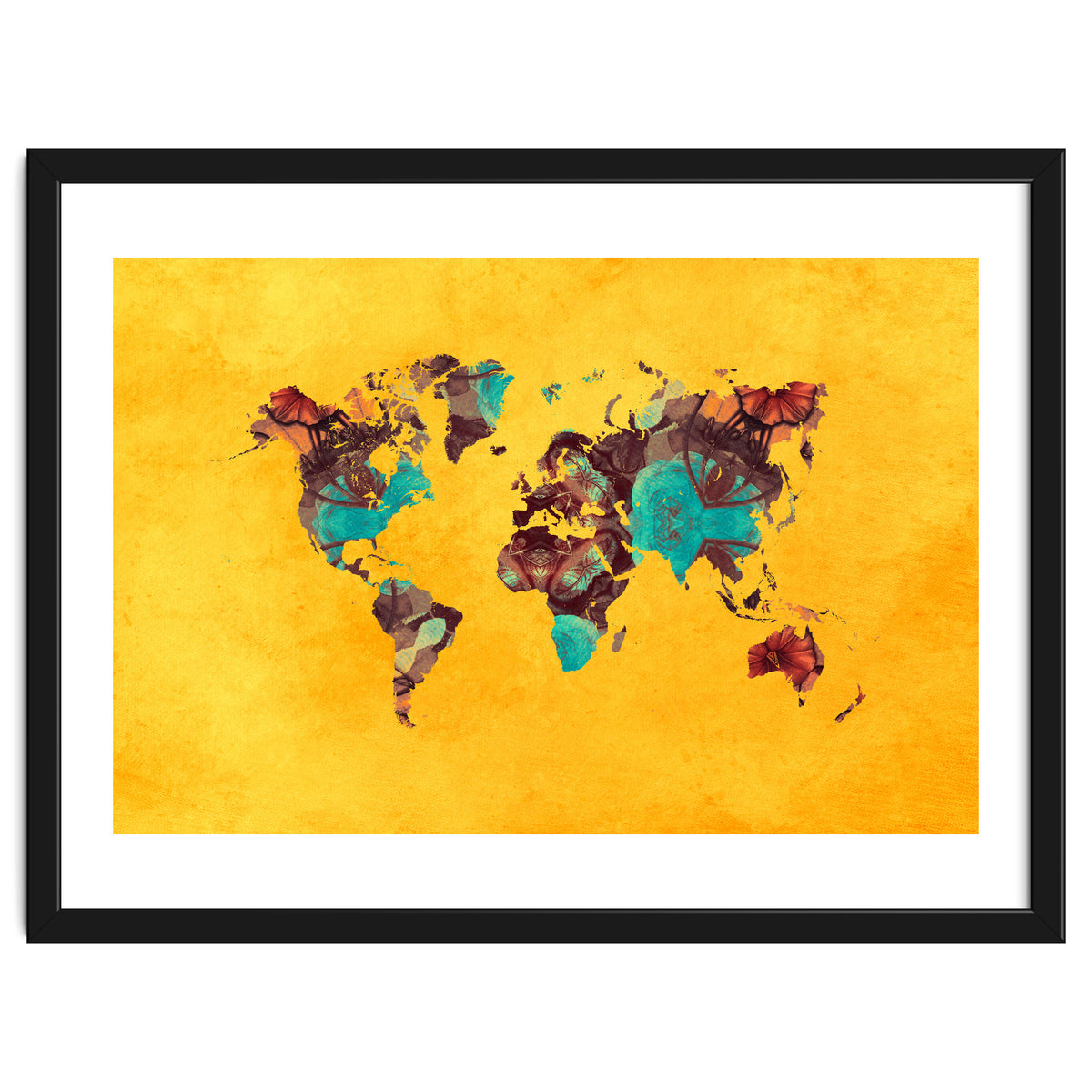 world map yellow art