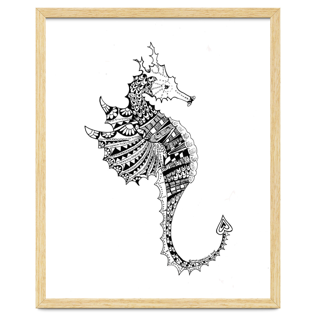 Seahorse Dragon Zen Doodle