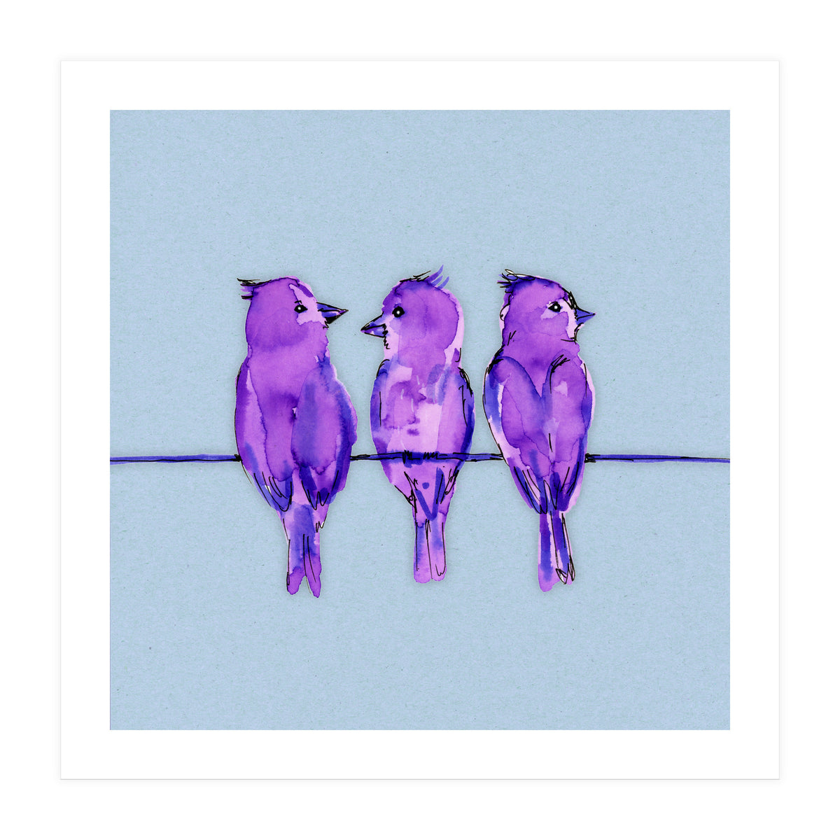 Three purple birds (Print Only)