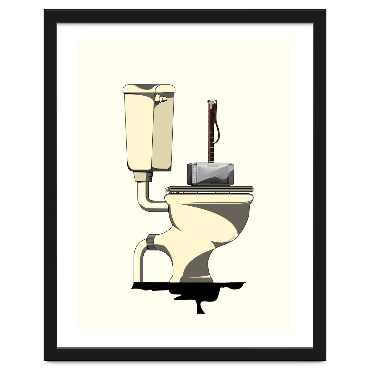 Thor's Hammer Mjolnir on the Toilet, funny bathroom humour