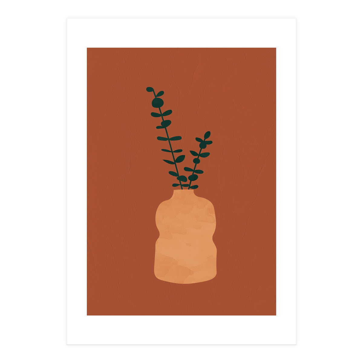 Terracotta Earth Tones Wall Decor Pottery Plant II (Print Only)