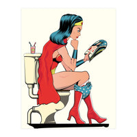 Wonder Woman on the Toilet, funny Bathroom Humour (Print Only)