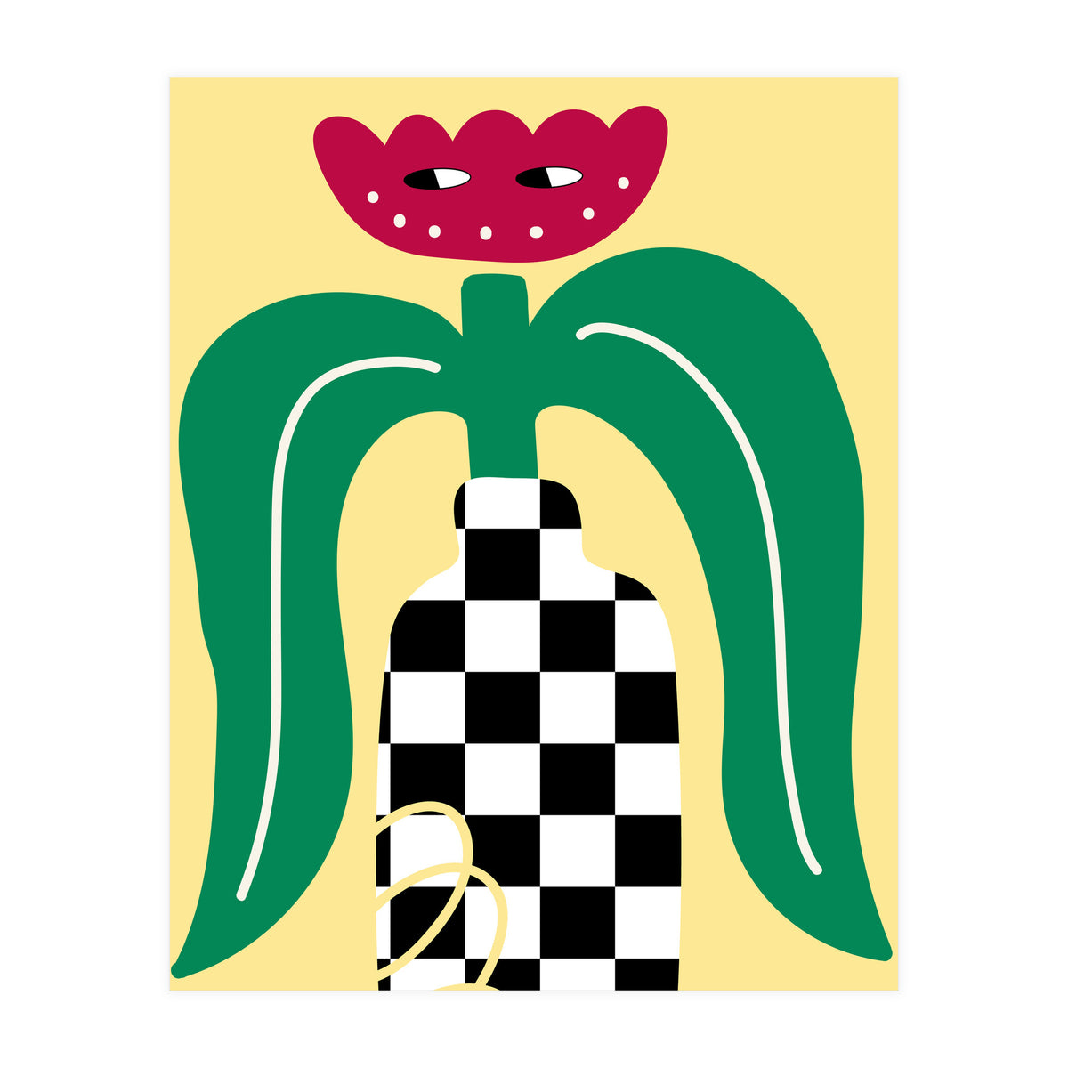 Flower Character in Checker Vase (Print Only)