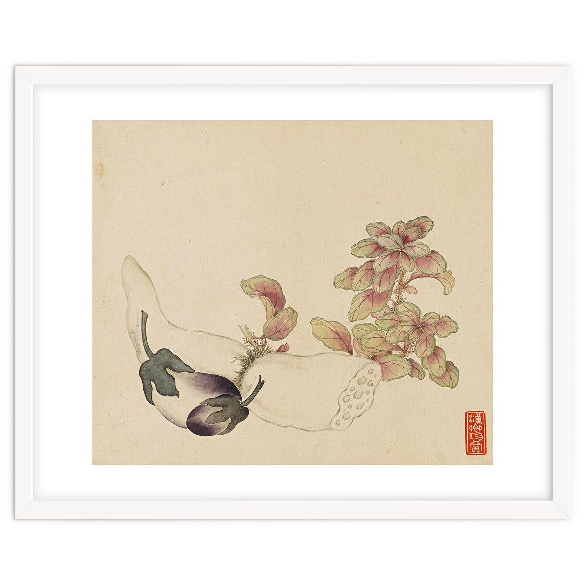 Wang Chengyu ~flowers, Vegetables, Fruits, Eggplant, Lotus Root