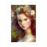 Dreamy kitschy Maiden with Flower Wreath (Print Only) thumbnail