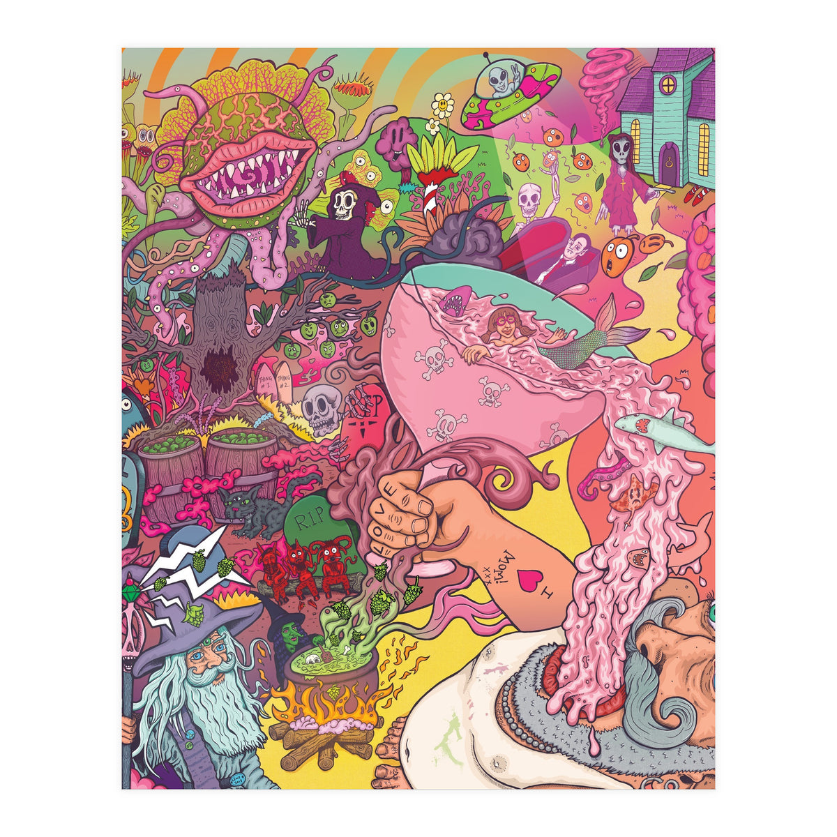 Abbeydale Brewery Collab Series Full Illustration - Yeastie Boys UK, Northern Monk, Origins Fyne Ales, Haand, Brew York and Black Jack Brewery. (Print Only)