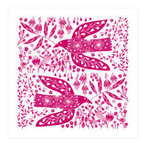 Doves And Flowers Magenta Pink (Print Only) thumbnail