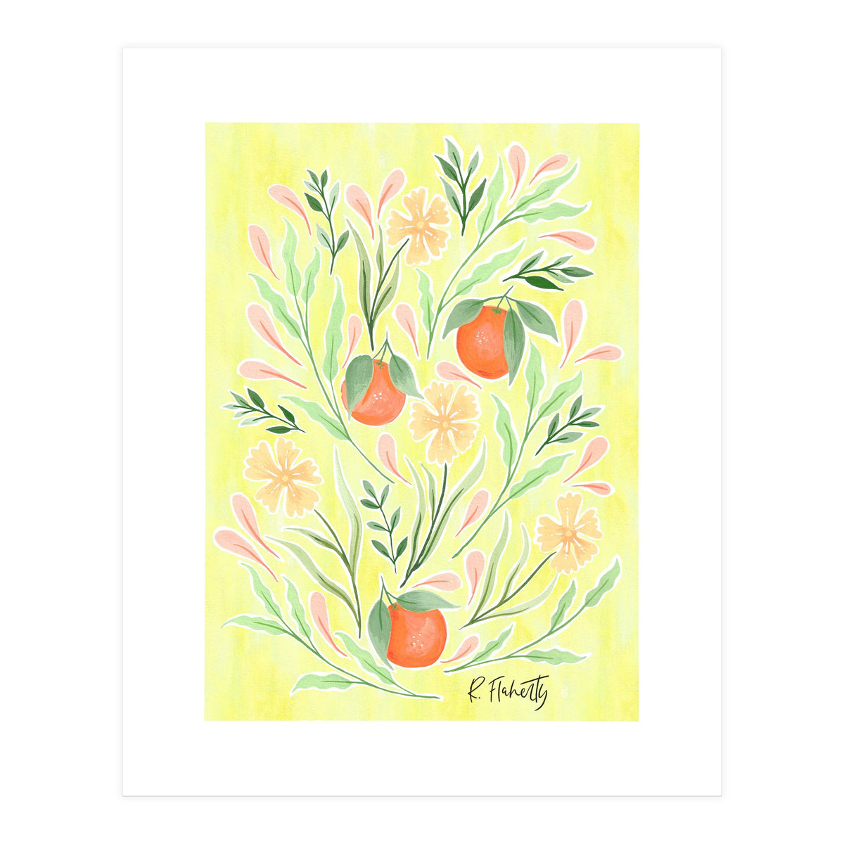 Wild Orange Floral | Yellow (Print Only)
