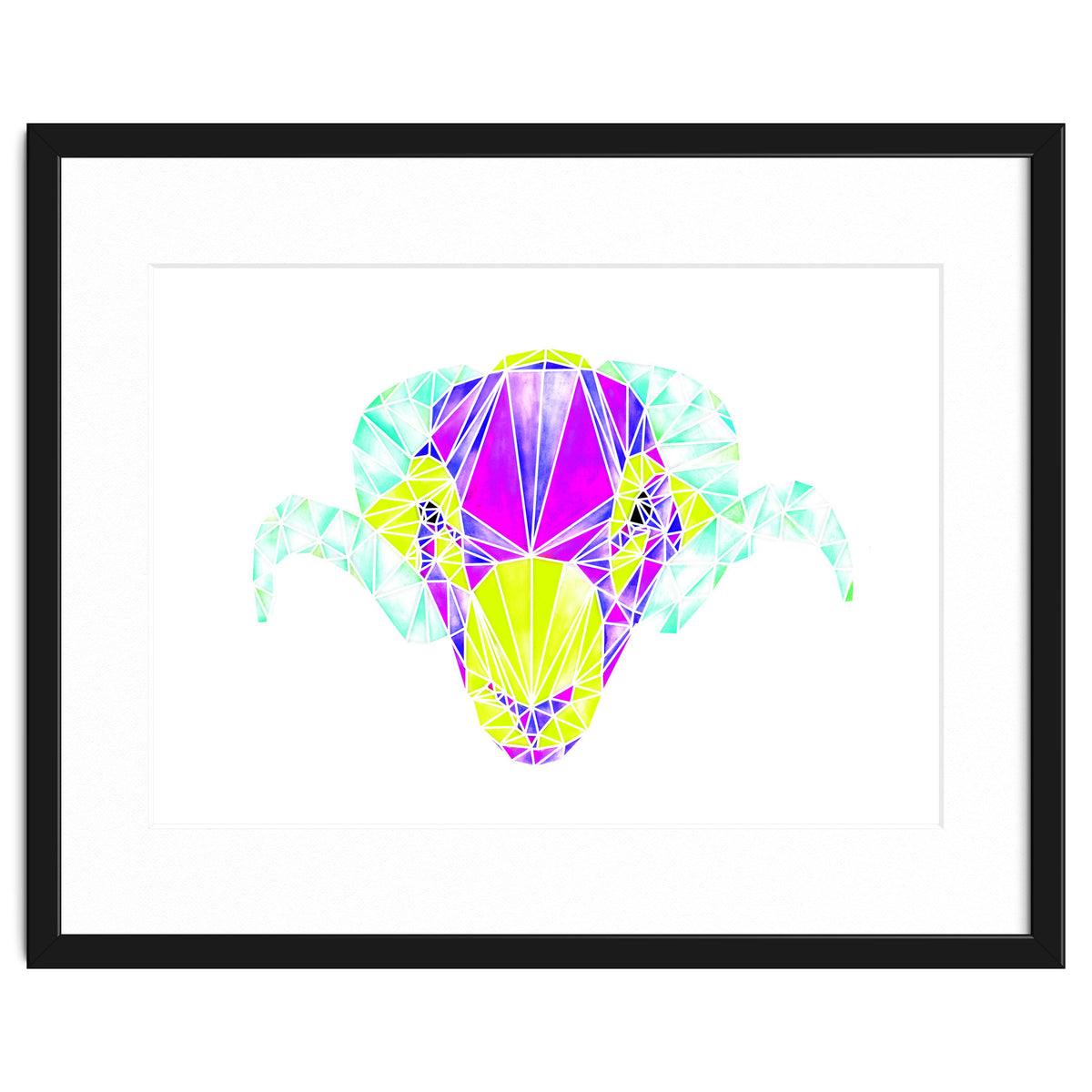 Colourful Geometric Swaledale Sheep Tup with White Lines