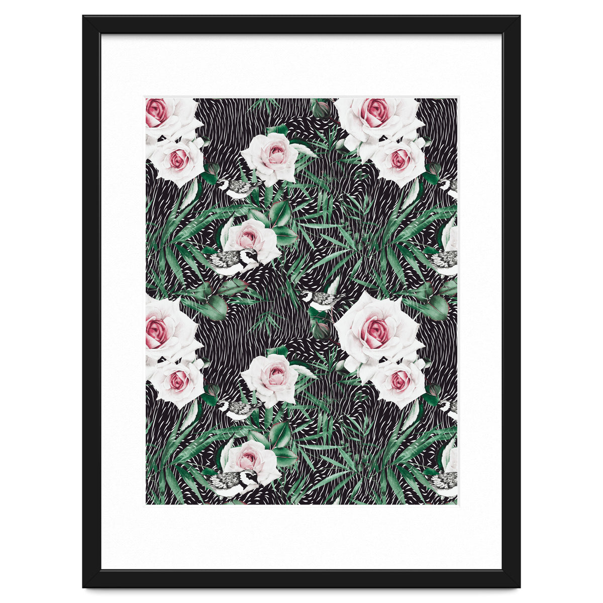 Dark flowery abstract of birds