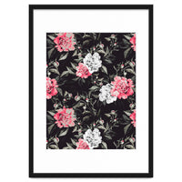 Floral pink - black & white dark