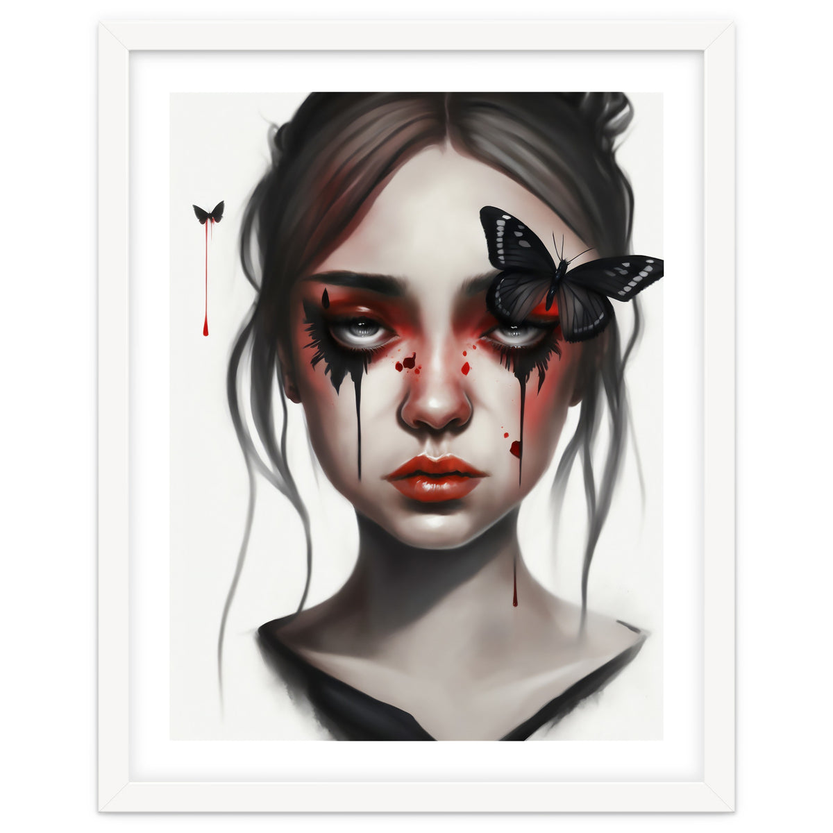 Goth Girl With Butterflies Portrait