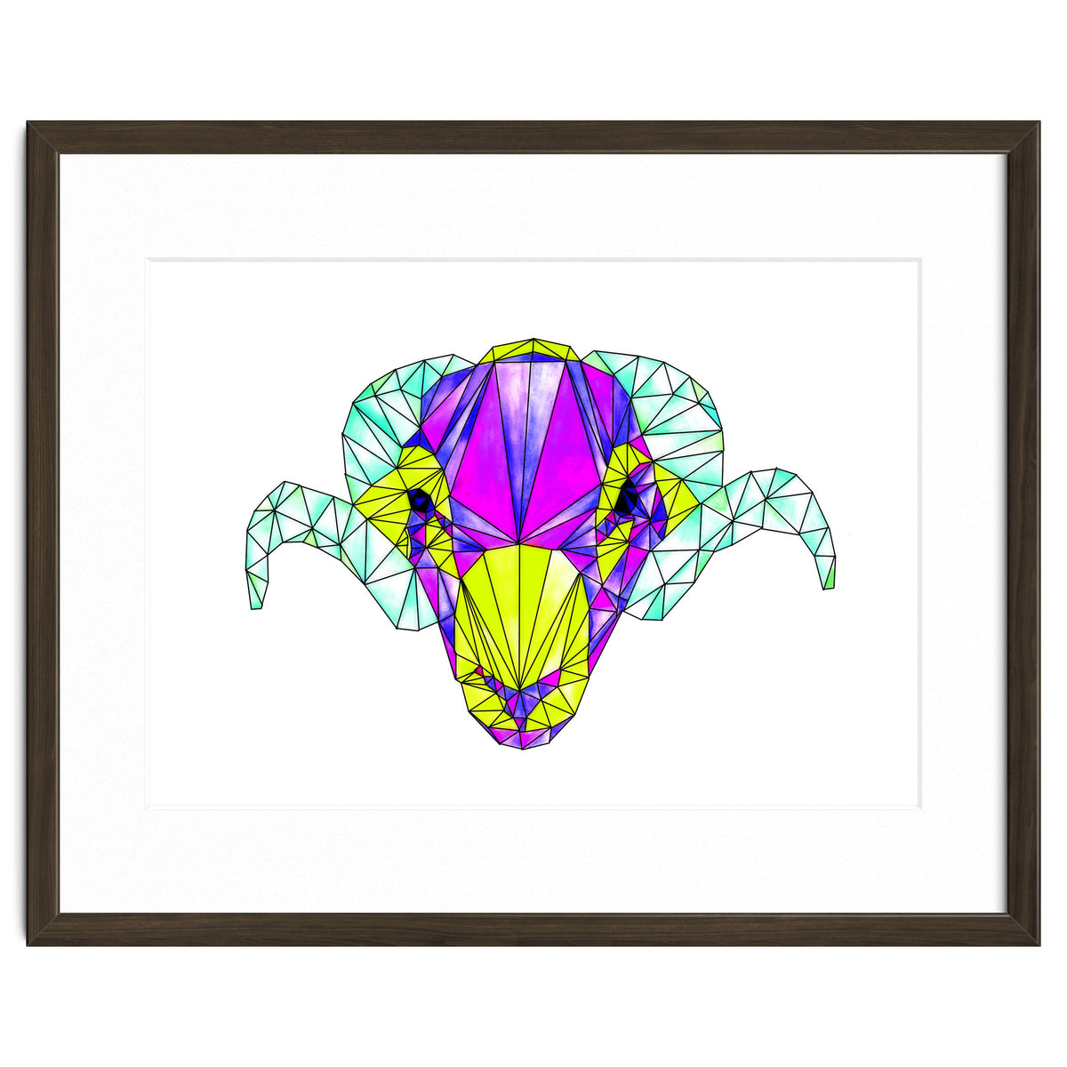 Colourful Geometric Swaledale Sheep Tup with Black Lines