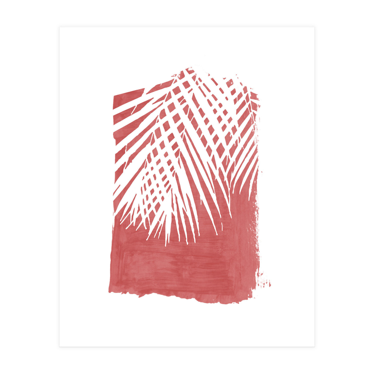 Palm Leaves On Red (Print Only)