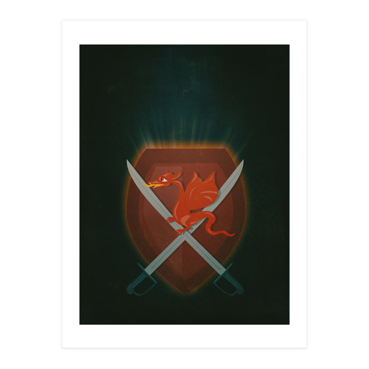 Heraldic dragon and cutlasses (Print Only)