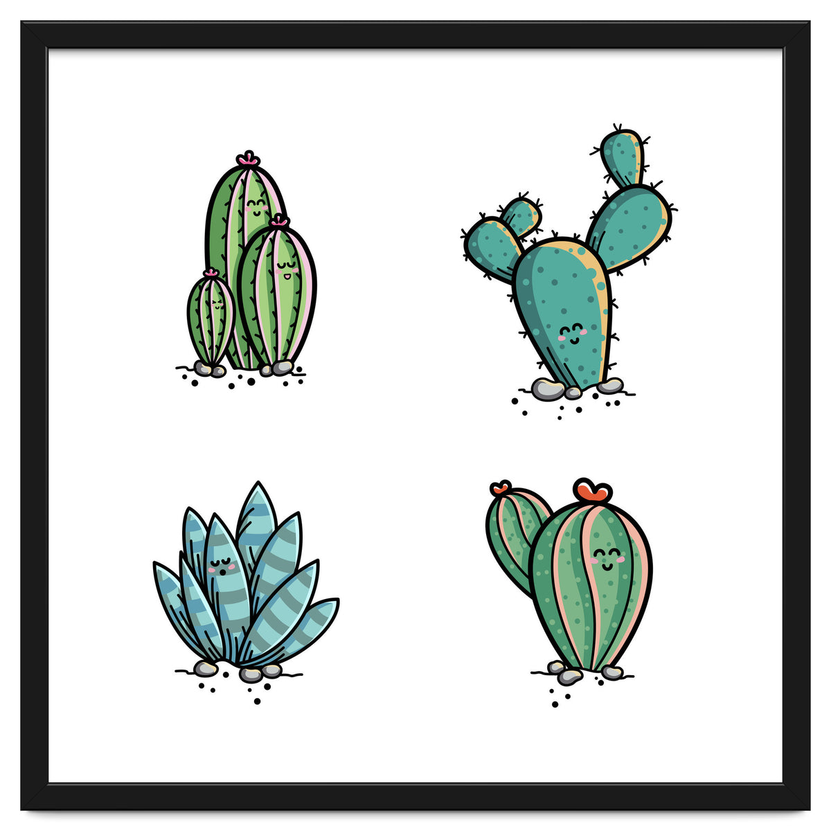 Kawaii Cute Cacti Desert Plants