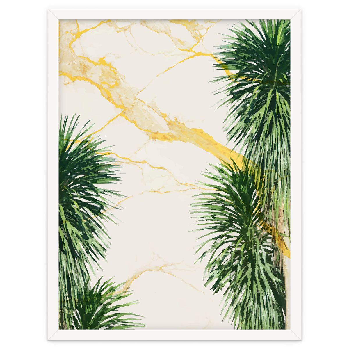 Gold marble texture with palm tree