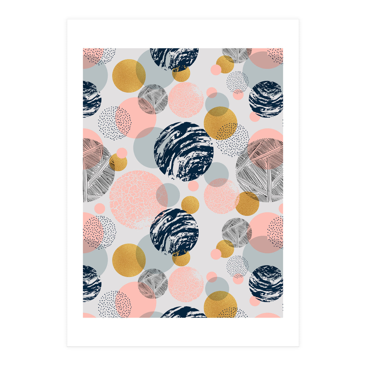 Pattern of abstract textured circles  (Print Only)