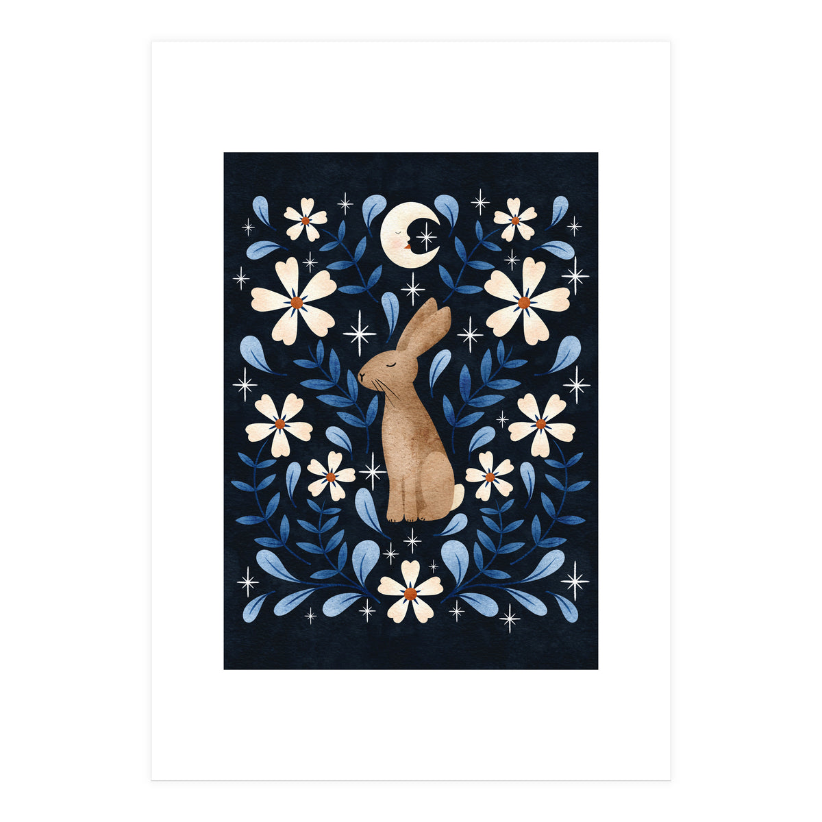 Floral Folk Art Hare (Print Only)