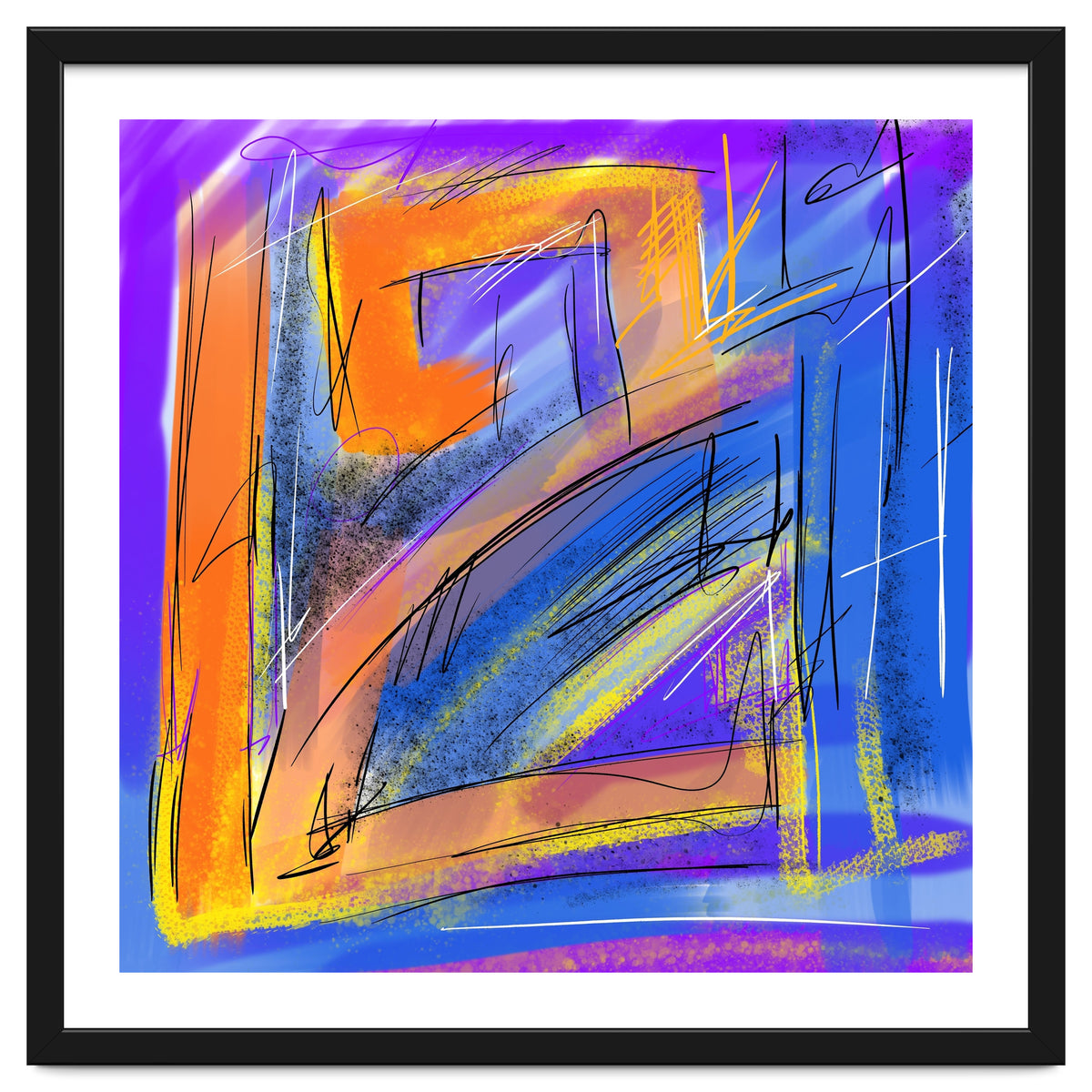 Orange Walking In Blue