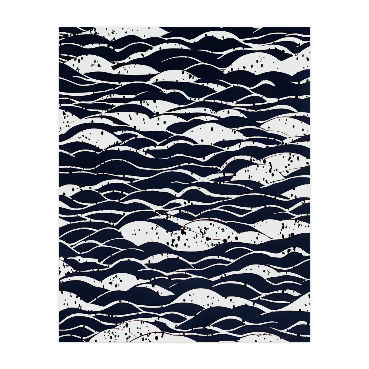 Rain, Abstract Storm Black & White, Monochromatic Line Art Sketch, Simple Eclectic Painting (Print Only)