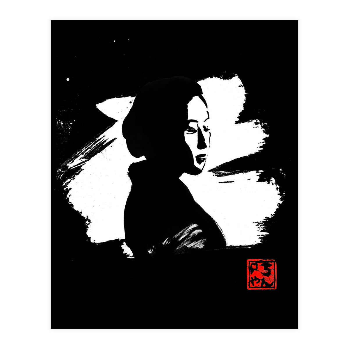 Black gesiha in white (Print Only)