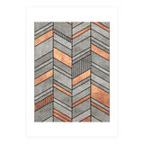 Abstract Chevron Pattern - Concrete and Copper (Print Only) thumbnail