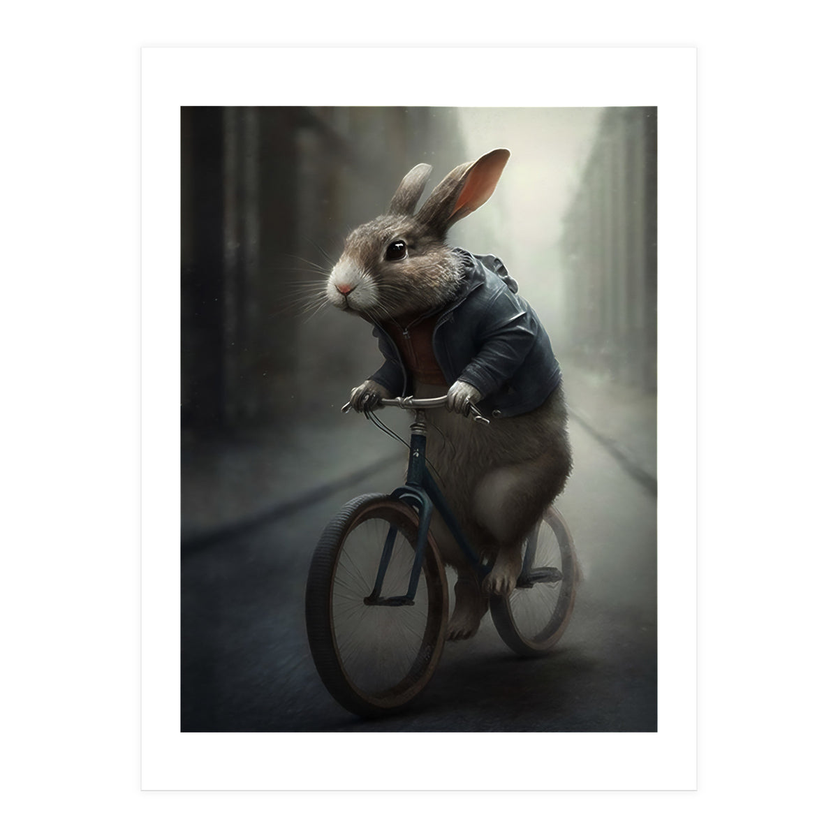 Rabbit Riding a Bicycle (Print Only)
