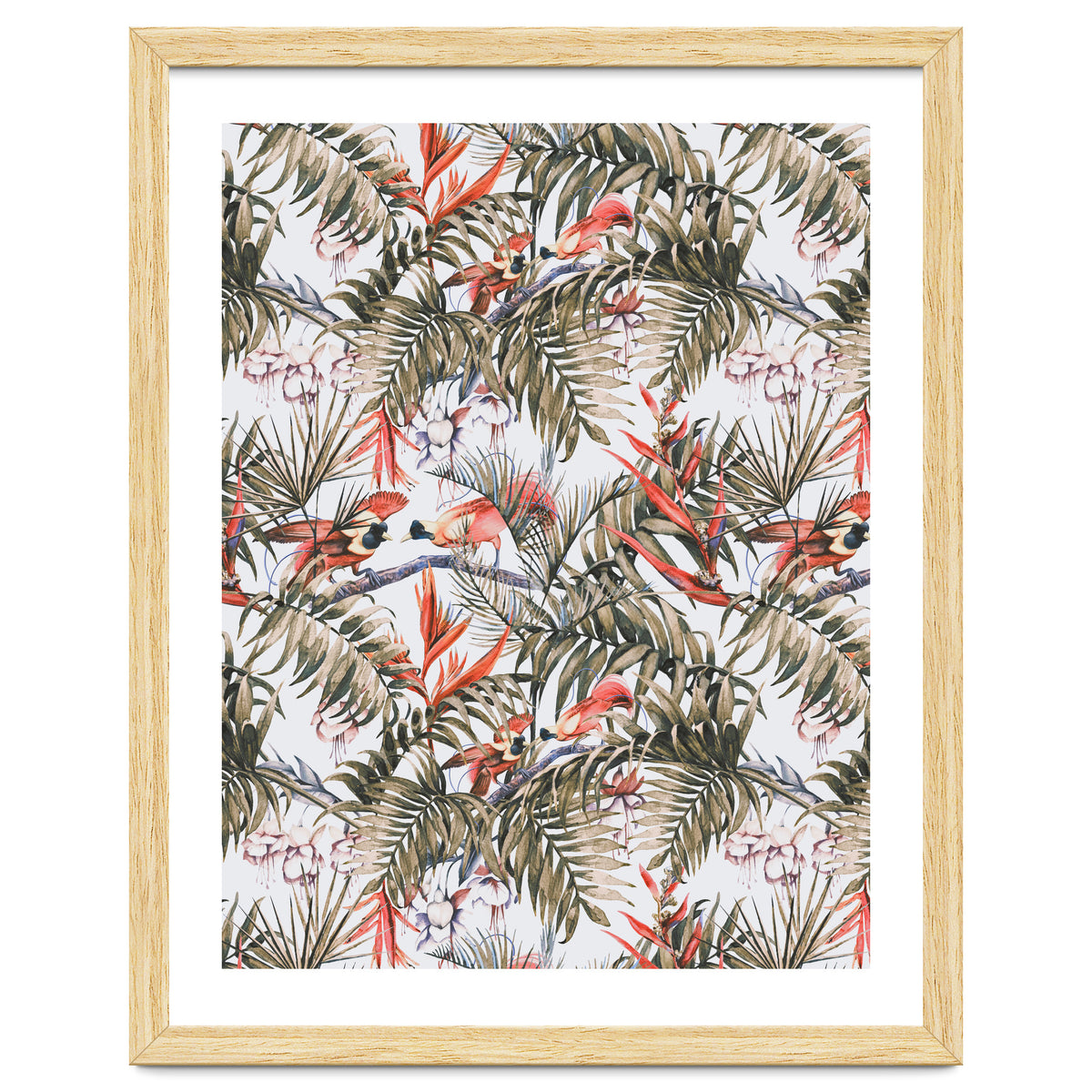 Exotic birds in the jungle paradise