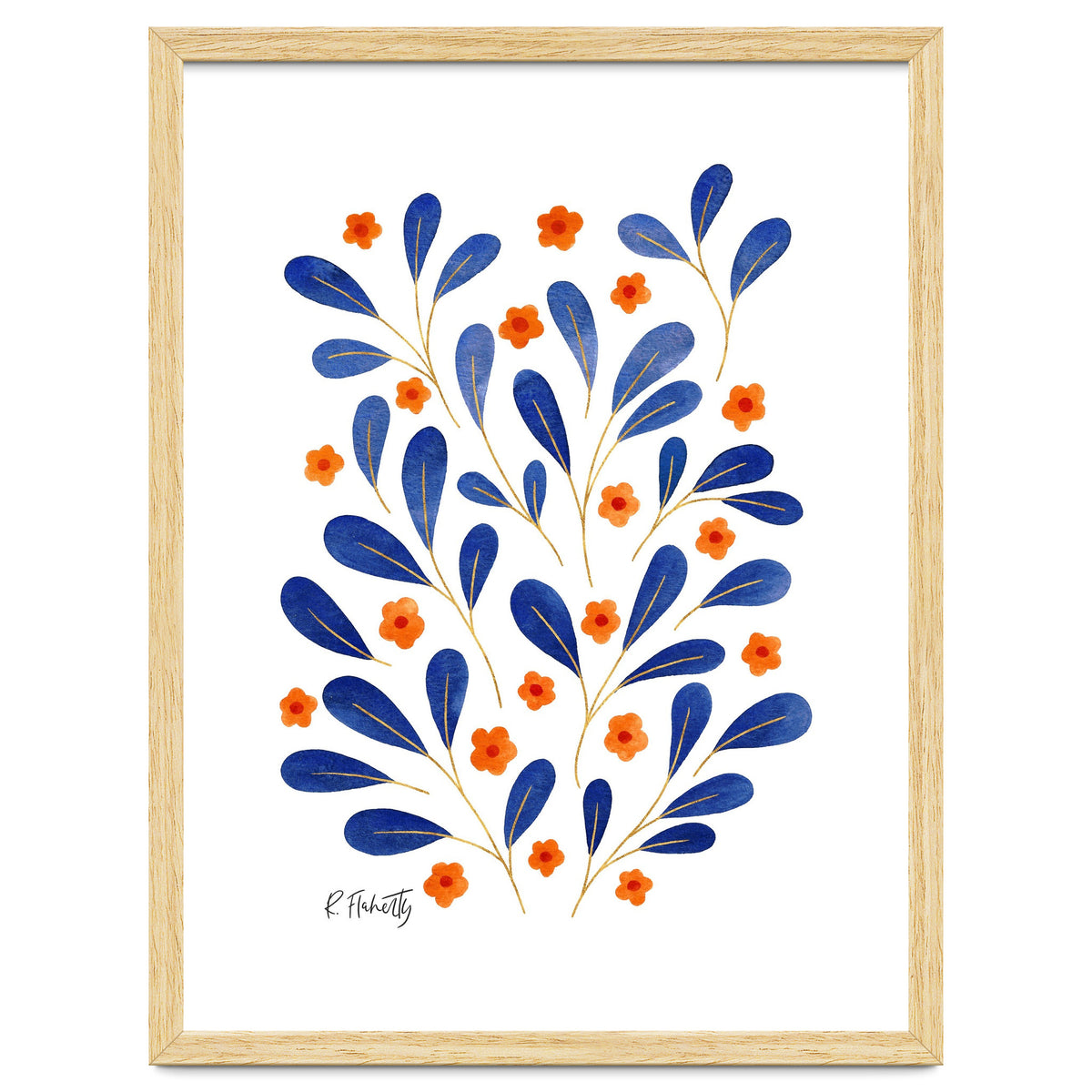 Springtime Floral | Blue and Orange