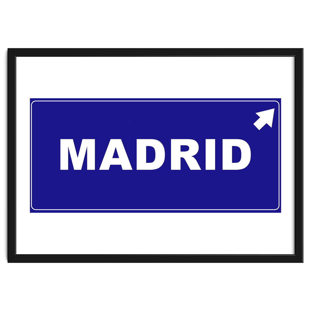 Let`s go to Madrid, Spain! Blue road sign