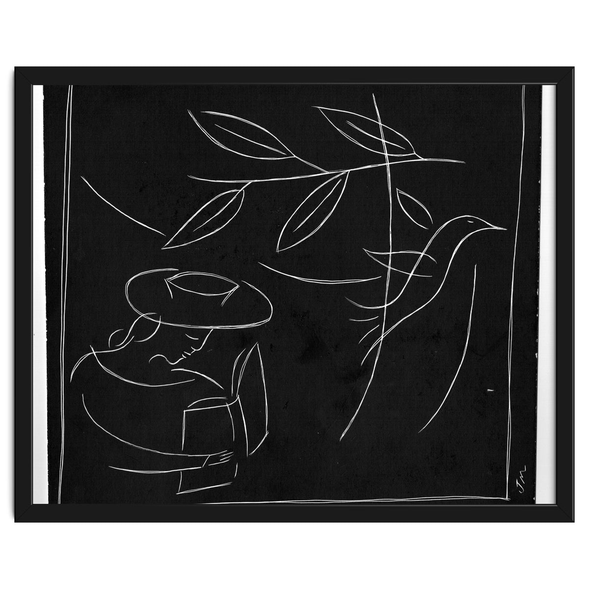 Woman With Bird And Book