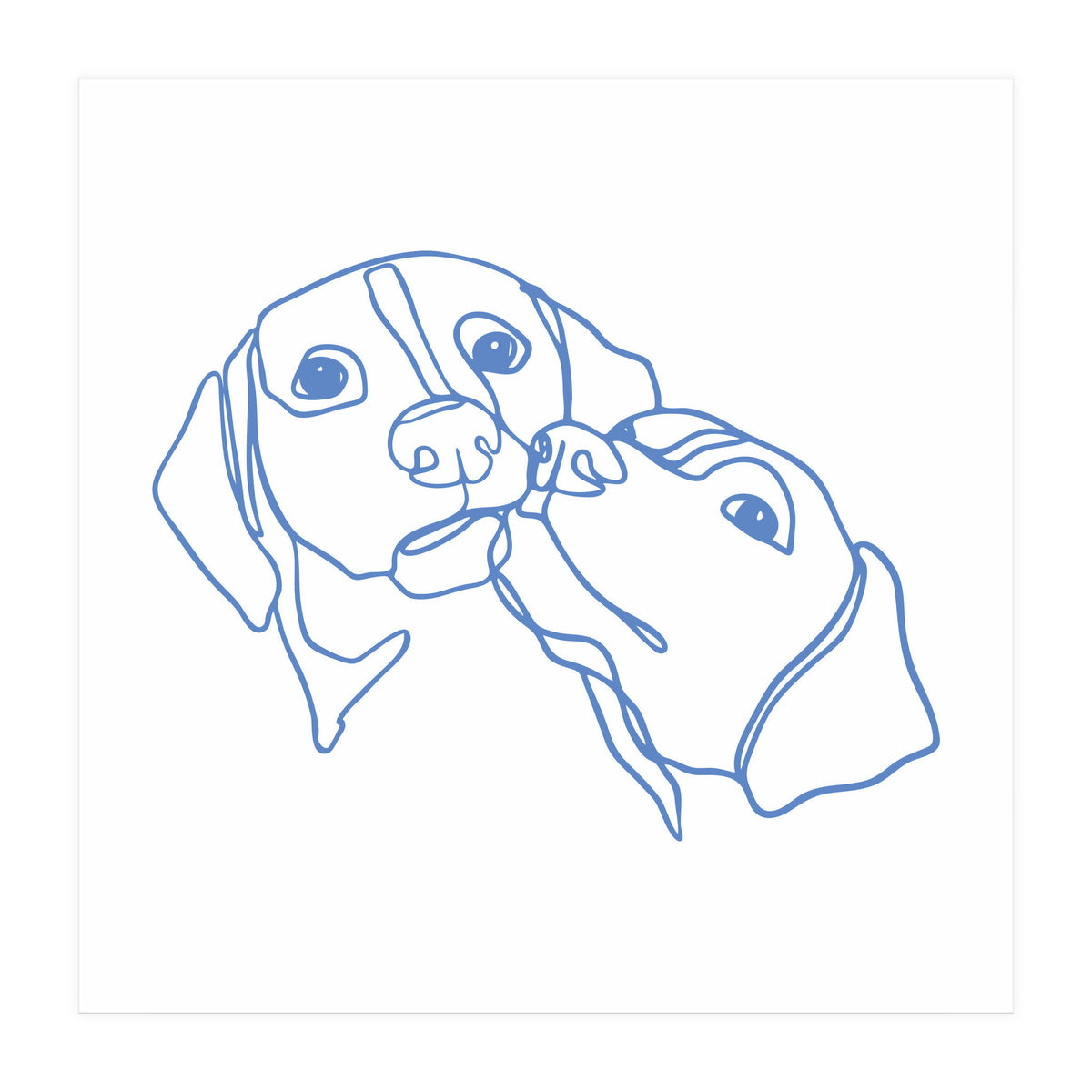 One Line Art Dogs Couple  (Print Only)