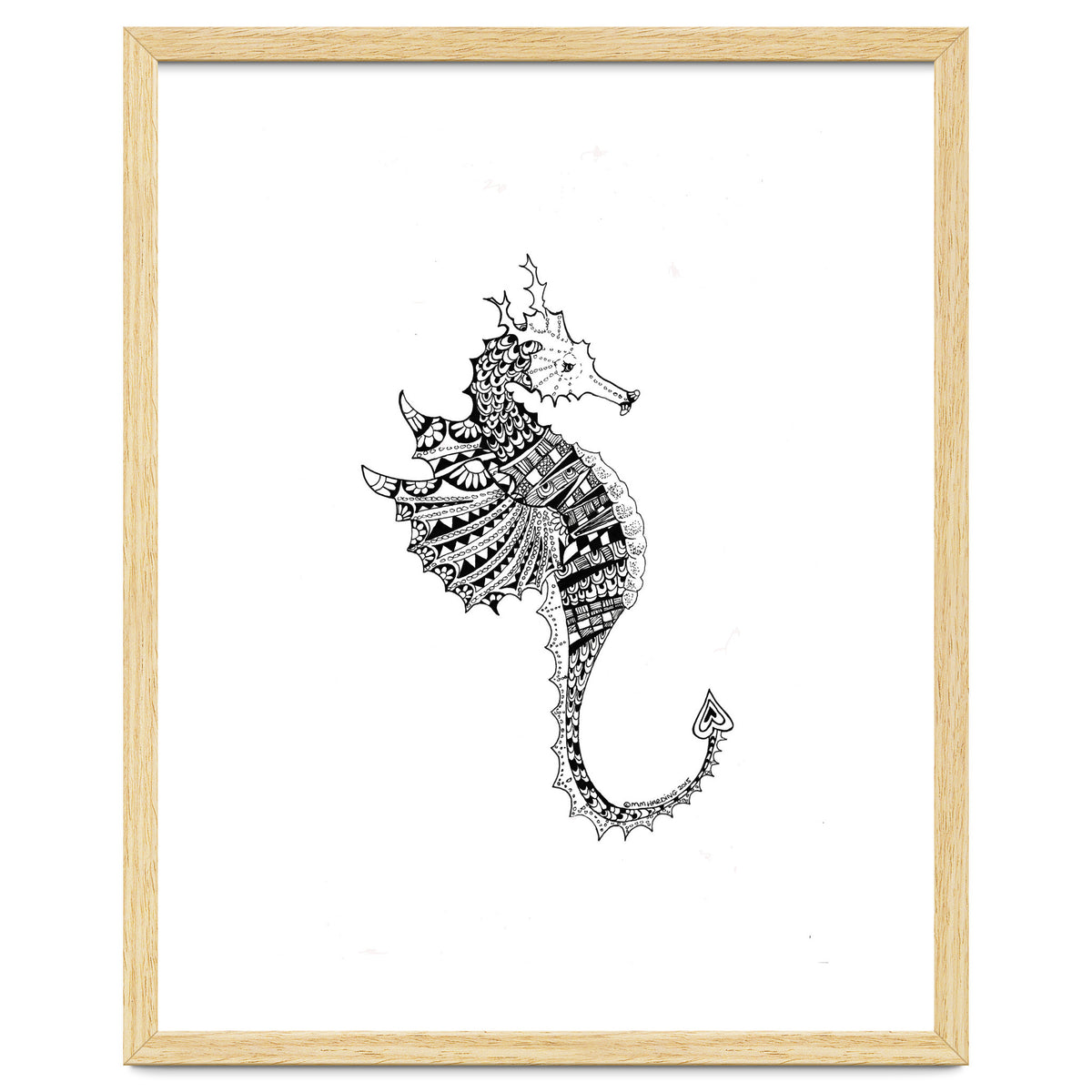Seahorse Dragon Zen Doodle